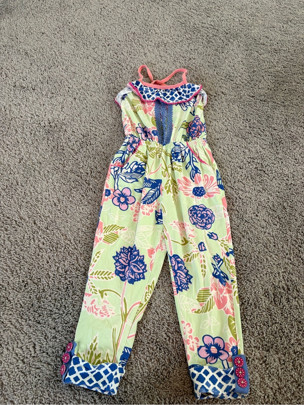 Matilda Jane Lime Green Floral One-Piece with Pink & Navy Accents
